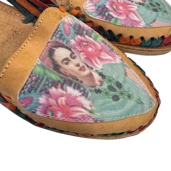 FRIDA KAHLO Hurache Colorful leather Women's Sandals Flats Size 8.5 - Picture 5 of 10